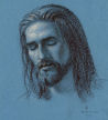 head study of Jesus (conte / chalk on paper) - drawing by artist Dave Hewson